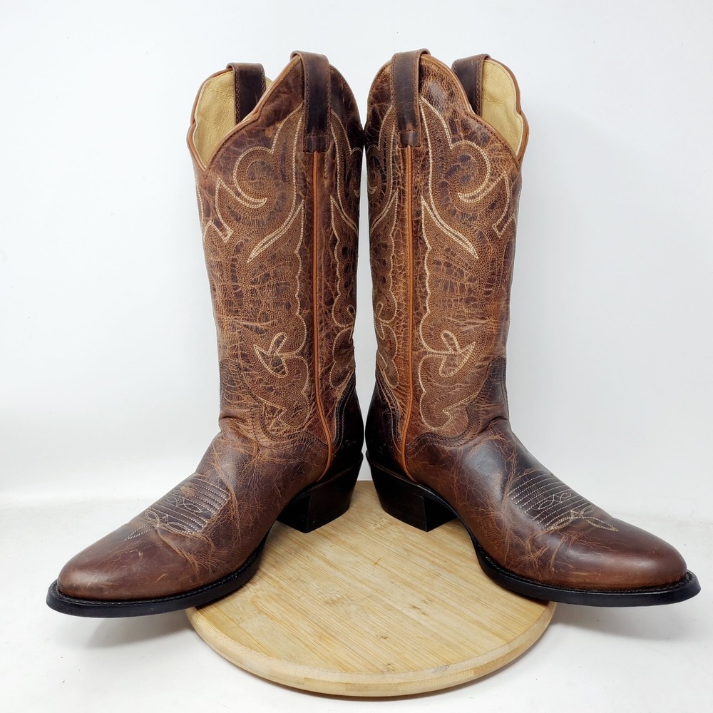 JB Dillon Boots Womens 6.5 Brown Leather Western Cowboy Shoes‎ JBW2303